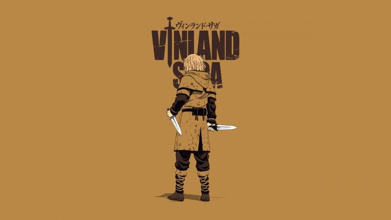 Thorfinn, Minimalist, Vinland Saga, Yellow background, 5K, Wallpaper