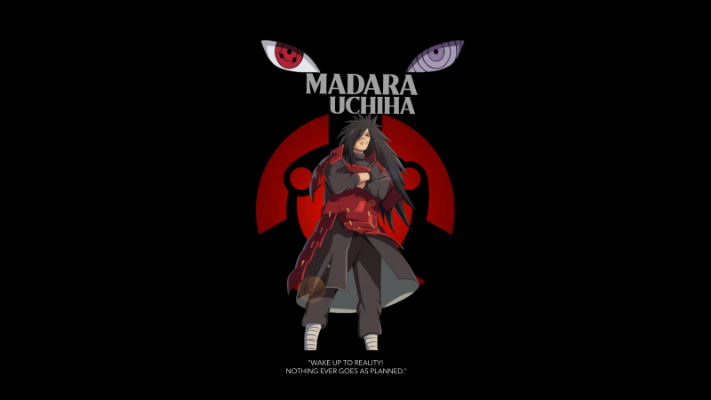 Madara Uchiha, Black background, 8K, AMOLED, 5K, Naruto, Wallpaper