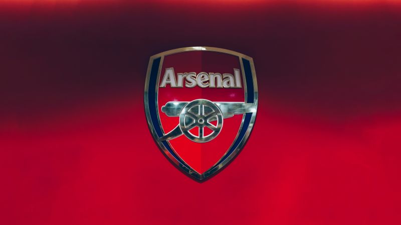 Arsenal FC, 8K, Logo, Football club, Red background, 5K, Wallpaper