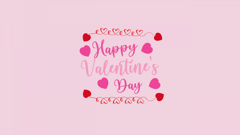 Happy Valentine's Day, Pink background, Love hearts, 5K, Wallpaper