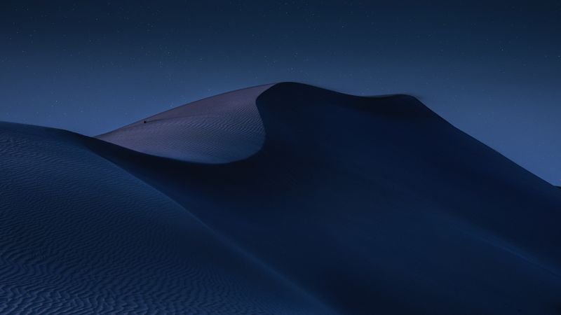Desert, Sand Dunes, Night, Moon light, Abu Dhabi, Blue, 5K, Wallpaper