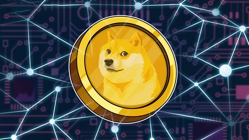 Dogecoin, Cryptocurrency, Golden, Connected dots, 5K