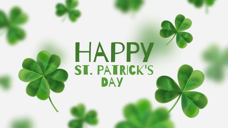 Irish, St. Patrick's Day, Illustration, Shamrock, Clover, Green leaves, Wallpaper