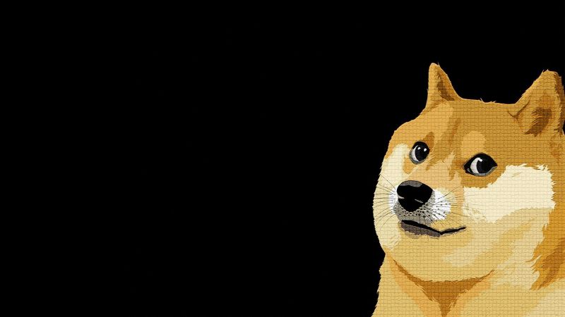 Shiba Inu, Dog, Pixel art, Black background, Dogecoin, Cryptocurrency, 5K, Wallpaper