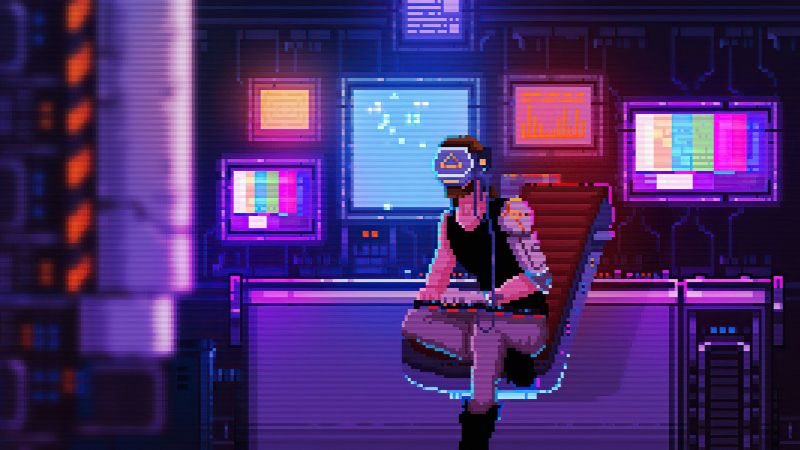 Lofi boy, Neon art, Pixel art, VR experience, Cyberpunk, Wallpaper