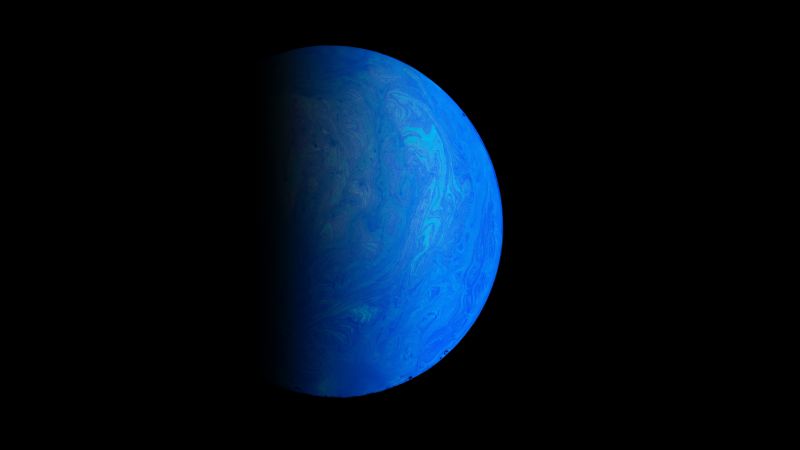 Planet, Astronomy, Outer space, Blue, Black background, 5K, 8K, Wallpaper