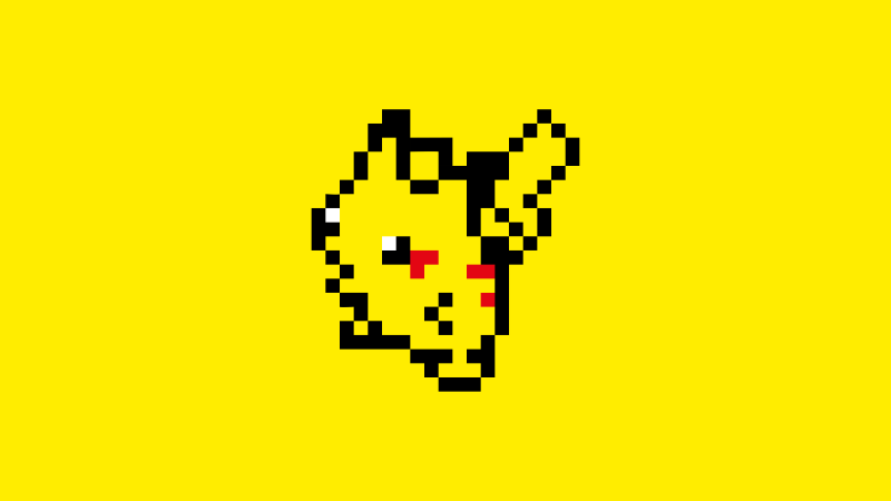Pikachu, Pixel art, 12K, Yellow background, Minimal art, 5K, 8K, 10K