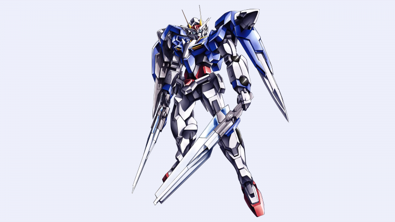 GN-0000 00 Gundam, Render, White background, Mobile Suit Gundam 00, 5K, Wallpaper