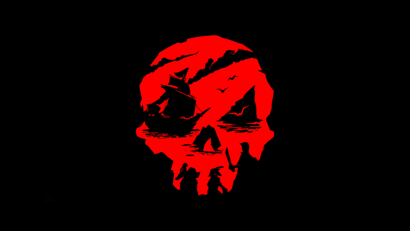 Sea of Thieves, PC Games, Xbox One, Xbox Series X and Series S, 5K, Black background, Skull, 8K, AMOLED, Wallpaper