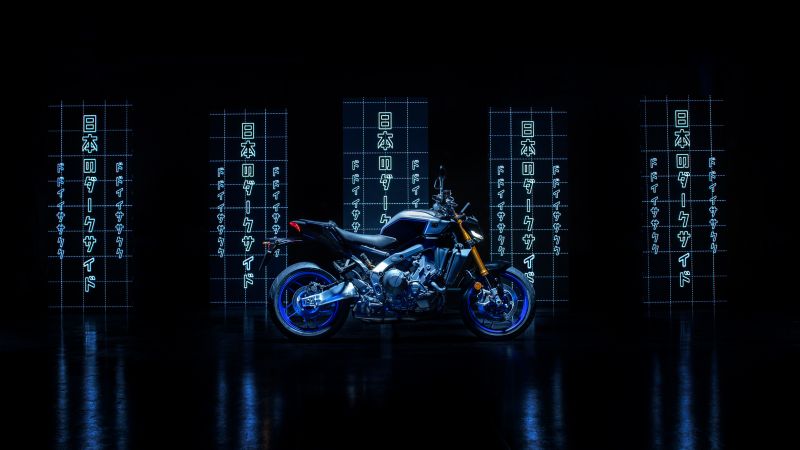 Yamaha MT-09, AMOLED, 2024, Dark background, Wallpaper
