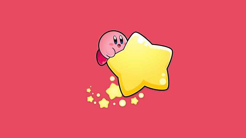 Kirby, Star, Pastel red, Cute cartoon, Wallpaper