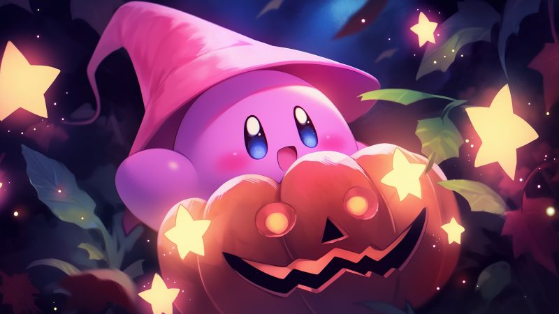 Kirby, Halloween Pumpkin, Halloween night, Halloween party, Wallpaper