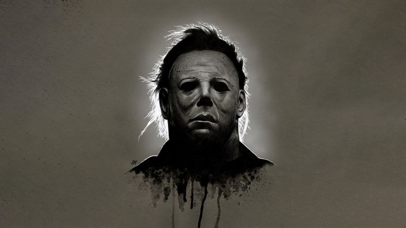 Spooky, Michael Myers, Dark background, 5K, Scary mask, Wallpaper