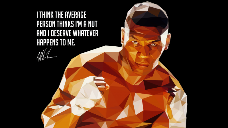 Mike Tyson, Low poly, Popular quotes, Iron Man, 5K, Black background, Wallpaper