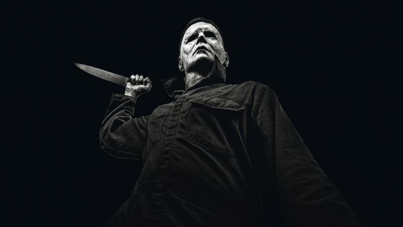 Michael Myers, Scary mask, Black background, Halloween night, Wallpaper