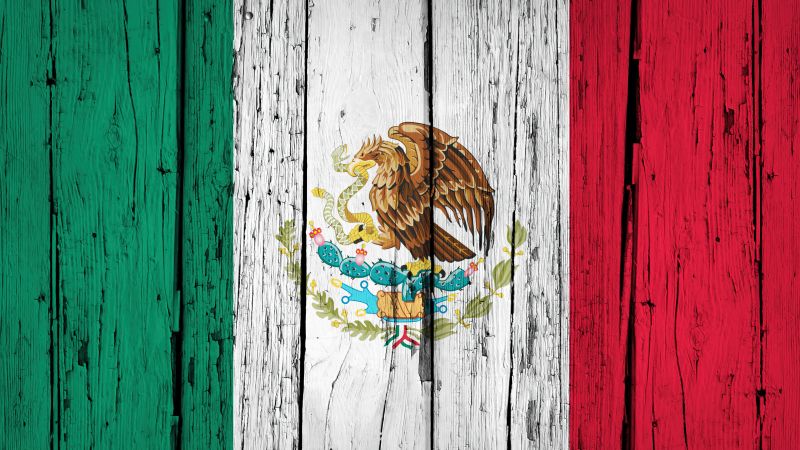 Flag of Mexico, Wooden background, National flag, Wallpaper