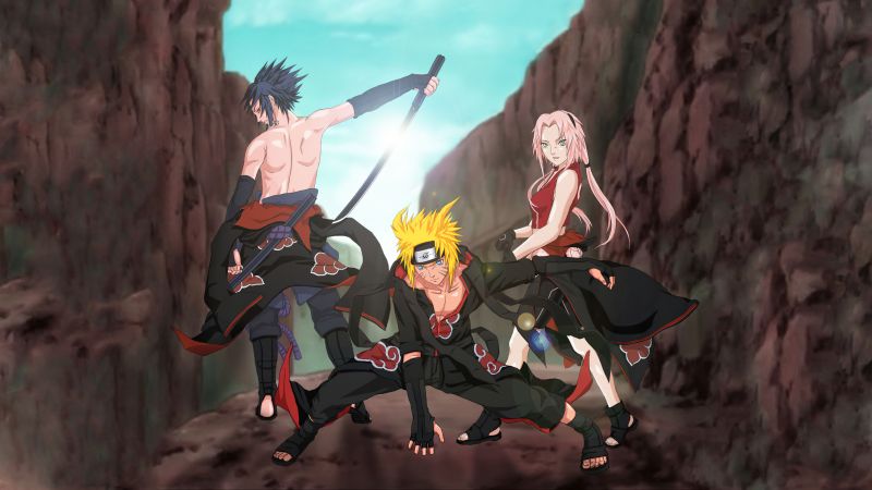 Sasuke Uchiha, Naruto Uzumaki, Sakura Haruno, Wallpaper