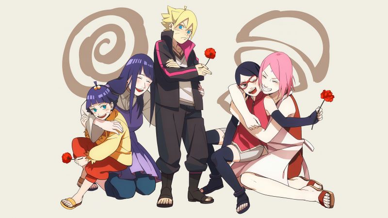 Boruto: Naruto the Movie, Character art, Sakura Haruno, Sarada Uchiha, Hinata Hyuga, Himawari Uzumaki, Boruto Uzumaki, Wallpaper