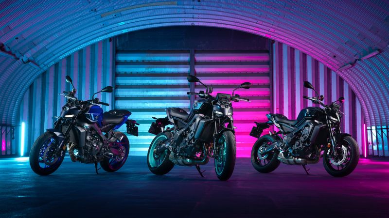 Yamaha MT-09, 2024, 5K, Neon Lights, Naked bikes, Wallpaper