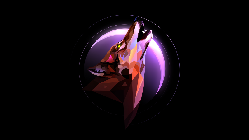 Howling wolf, Black background, AMOLED, Wallpaper