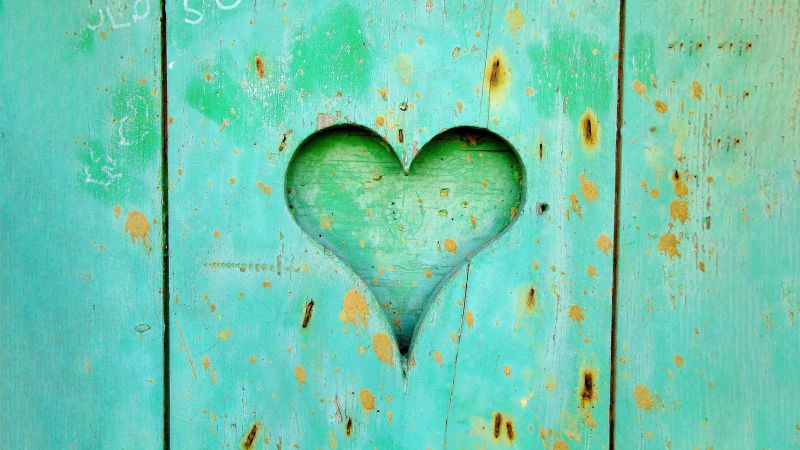 Love heart, Wooden background, Pastel cyan, 5K, Wallpaper