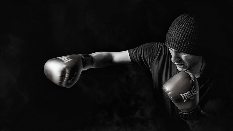 Boxing, Monochrome, Boxer, Gloves, Dark background