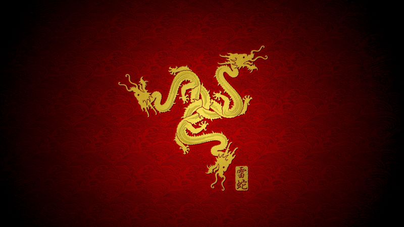 Razer, Year of the Dragon, Red background, Wallpaper