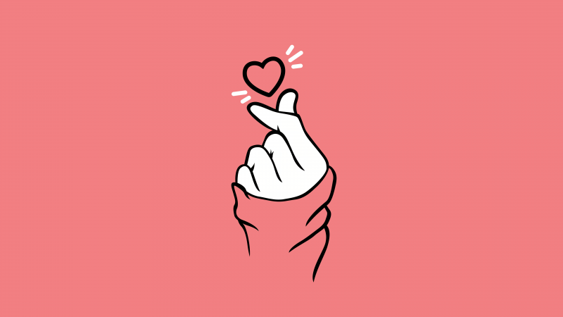 Finger heart, Pastel pink, Minimalist, Pastel background, 5K, 8K, Love heart, Wallpaper