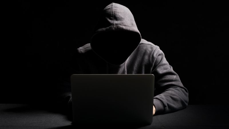 Hacker, Hacking, Hooded Man, Laptop, Dark background, 5K, Wallpaper
