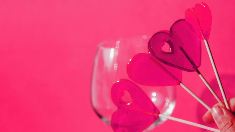 Pink hearts, Lollipop, Pink aesthetic, Sweet candy, Pink background, Wallpaper