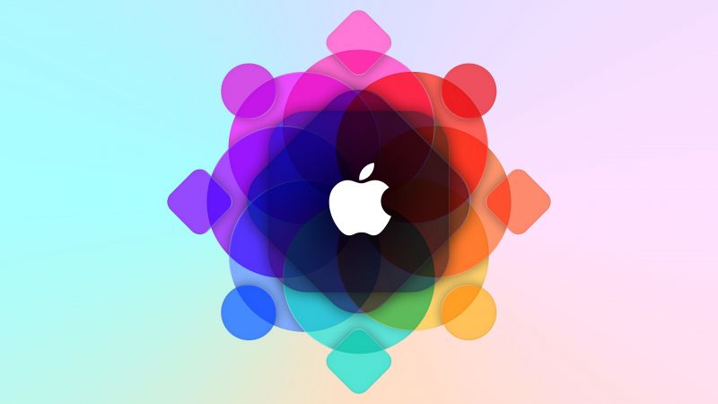 Apple logo, WWDC, Colorful, Gradient background, 5K, Pastel background, Wallpaper