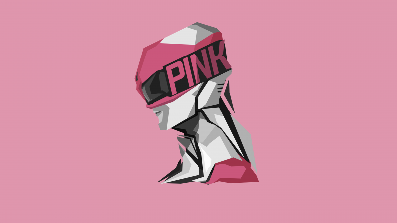 Pink Ranger, Power Rangers, Pink background, Minimal art, 5K, 8K, Wallpaper