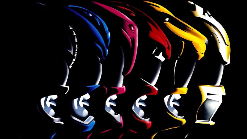 Power Rangers, Superheroes, TV series, Black background, Wallpaper