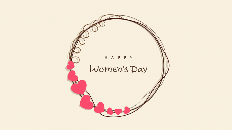 Women's Day, Pink hearts, Illustration, 5K, Wallpaper