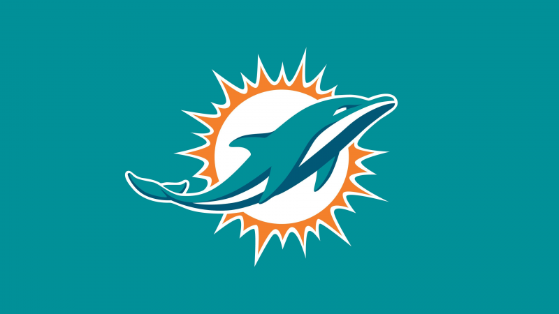 Miami Dolphins, NFL team, Logo, Teal background, Wallpaper