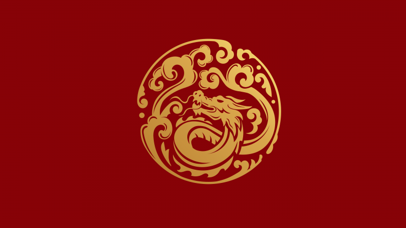 Year of the Dragon, Chinese New Year, Red background, 5K, Wallpaper