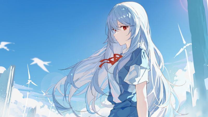 Rei Ayanami, Anime girl, Neon Genesis Evangelion, Wallpaper