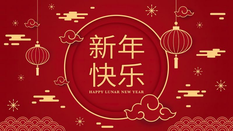 Lunar New Year, Red aesthetic, Chinese New Year, Illustration, 5K, 8K, Red background, Wallpaper