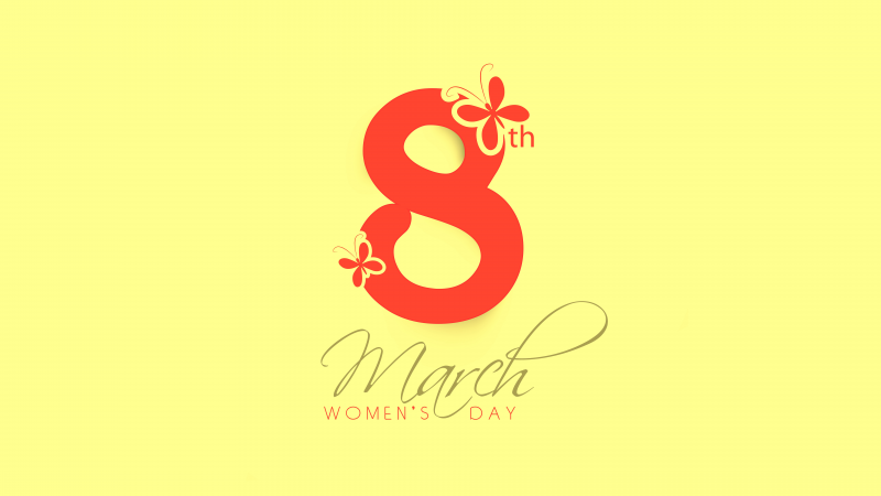 March 8th, Women's Day, Yellow background, 5K, 8K, Wallpaper
