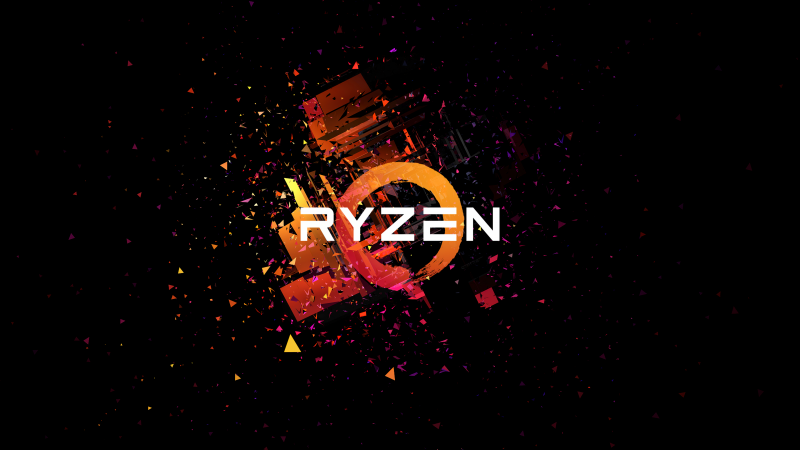 AMD Ryzen, Ultrawide, Minimalist, Black background, AMOLED, Wallpaper