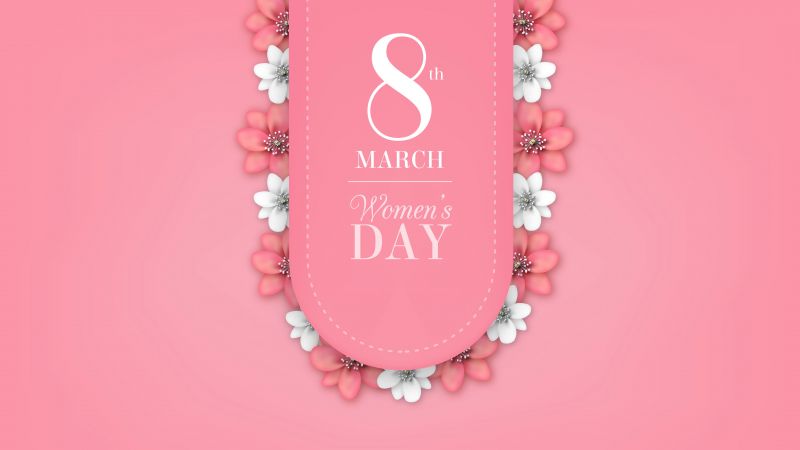 Women's Day, Illustration, Pink aesthetic, March 8th, 5K, Pink background, Pastel pink, Wallpaper