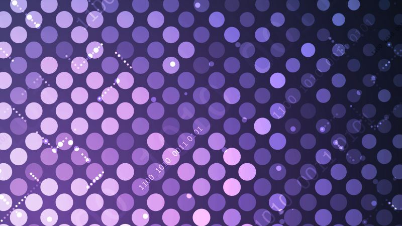 Polka dots, Purple background, Binary, Bits, 5K, Pattern, Wallpaper