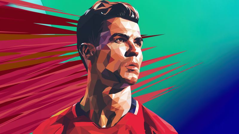 Cristiano Ronaldo, Low poly, Portrait, 5K