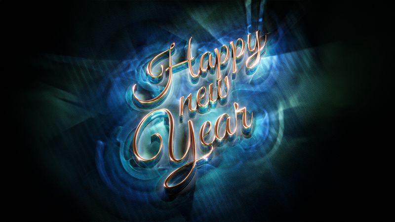 Happy New Year, Typography, 3D text, 3D typography, Dark background, Wallpaper