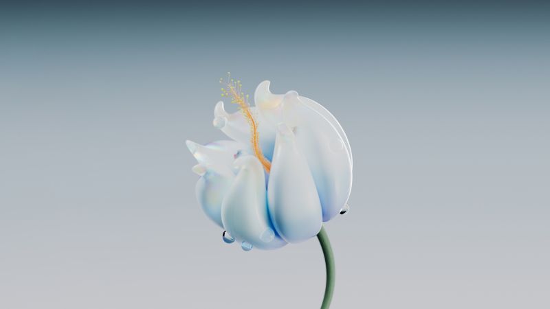 Blue flower, Digital illustration, Digital flower, 5K, Blue aesthetic, Wallpaper
