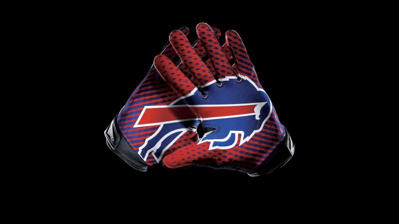 Buffalo Bills, Gloves, Black background, NFL team, American football team, AMOLED, 5K, 8K, Wallpaper