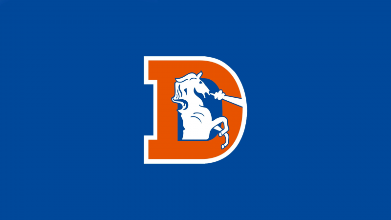 Denver Broncos, Minimal logo, Blue background, Miles Mascot, Wallpaper