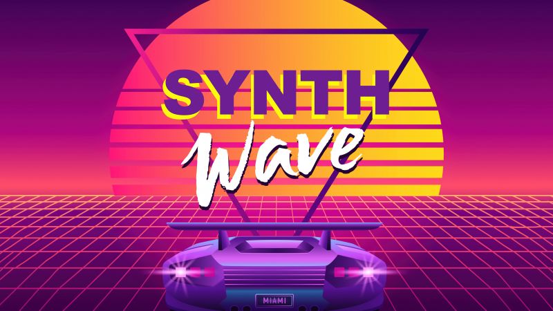 Synthwave, Outrun, Grid lines, Sunset, 5K, Wallpaper