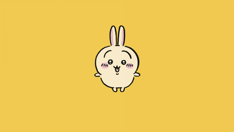 Usagi, Nanka Chiisakute Kawaii Yatsu, Yellow background, Adorable, Cute cartoon, 5K, 8K, Wallpaper