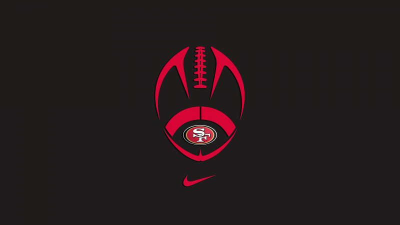 San Francisco 49ers, Minimal logo, Dark background, Wallpaper